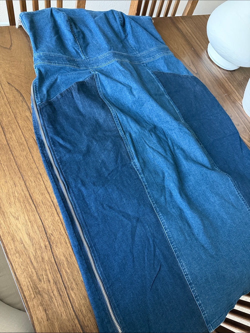 Eloquii Strapless Tube Denim DressTwo-Tone Denim SZ 18 Zipper Sides - Picture 6 of 15